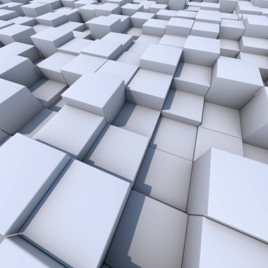 Soyut beyaz küpleri 3d arka plan.