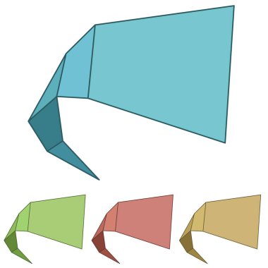 Beyaz arka plan üzerinde izole düz renk origami afiş.