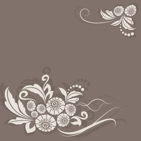 抽象的なビンテージ ベージュ花コーナー装飾ベクトル カード. — ストックベクタ