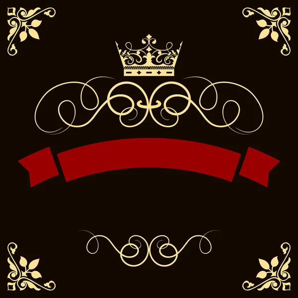 Abstracte rode vlag met kroon en hoek decoratieve elementen ve — Stockvector