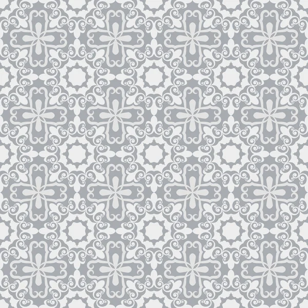 Sömlös grå och vita prydnads vektor tapeter mönster. — Stock vektor