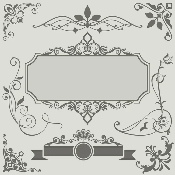 Elementi di design vettoriale vintage con cornice retrò. Set 35 . — Vettoriale Stock