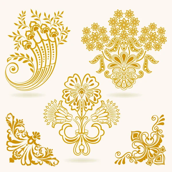 Floral vintage vector design elements isolated on white backgrou — Stock Vector