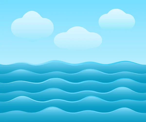 Abstrakte einfache blaue Meer Vektor Hintergrund mit Wolken. — Stockvektor