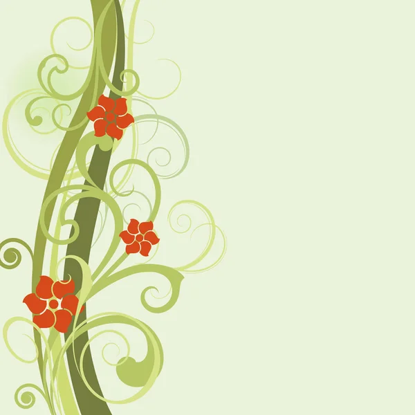 Green spring floral vector card template with copy space. — Stock Vector