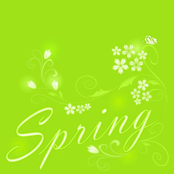 Abstrato verde floral fundo vetor primavera . — Vetor de Stock