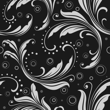 Sorunsuz tek renkli siyah ve beyaz çiçek vektör duvar kağıdı patt