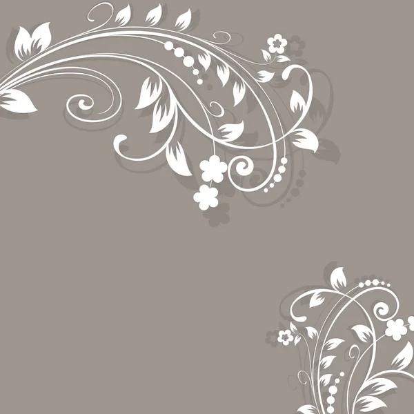 Branches florales fond vectoriel beige avec espace de copie . — Image vectorielle