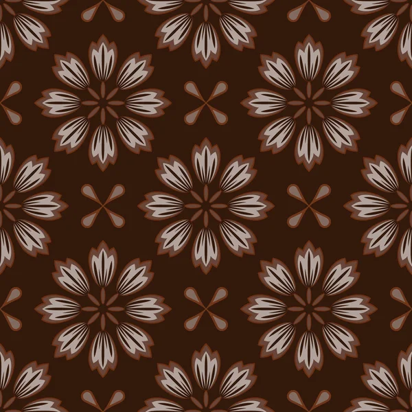 Seamless abstract brown flower vector pattern. — Stock Vector