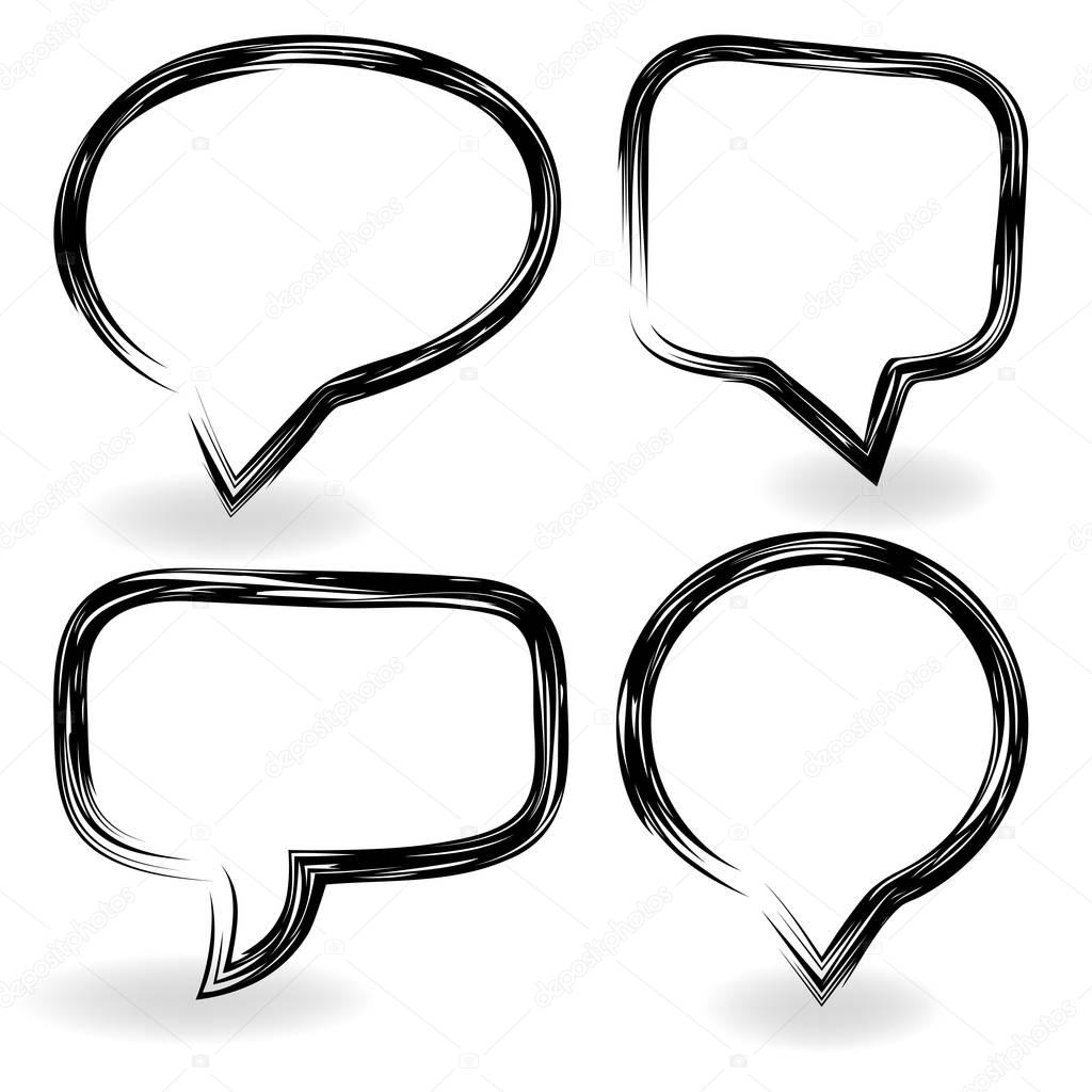 Simple black and white speech bubble frames with copy space.