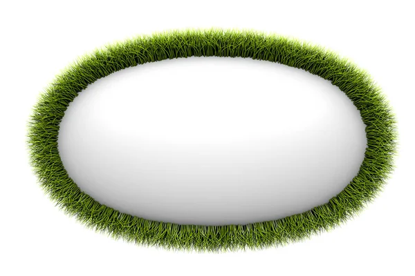 Abstract spheroid framed with green grass 3D illustration. — Stock Photo, Image