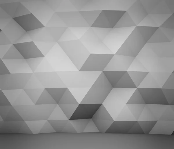 Fondo abstracto de renderizado 3D de pared de polígono blanco. — Foto de Stock