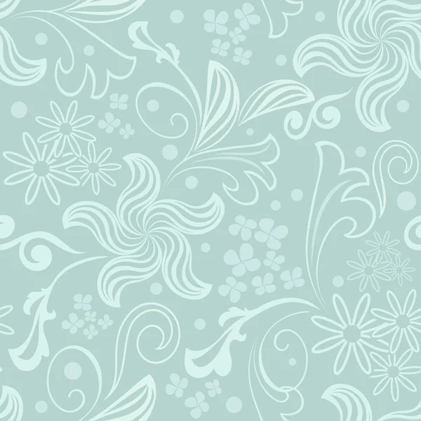 Fond vecteur floral vert bleuâtre sans couture . — Image vectorielle