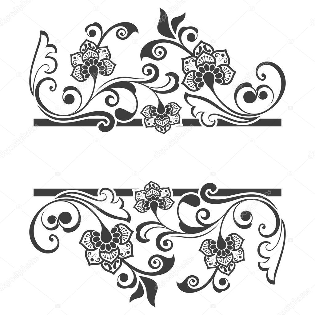 Black and white floral title frame with copy space.