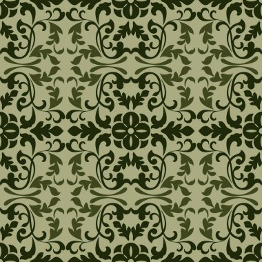 Koyu yeşil duvar kağıdı desen vektör çizim.