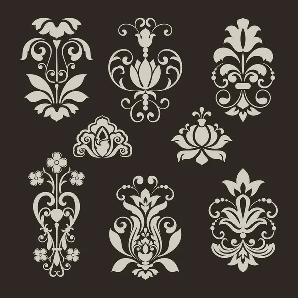 Vintage flower design elements vector set. — Stock Vector