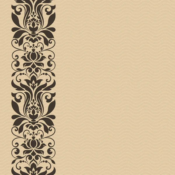 Seamless vintage floral border vector card template. — Stock Vector