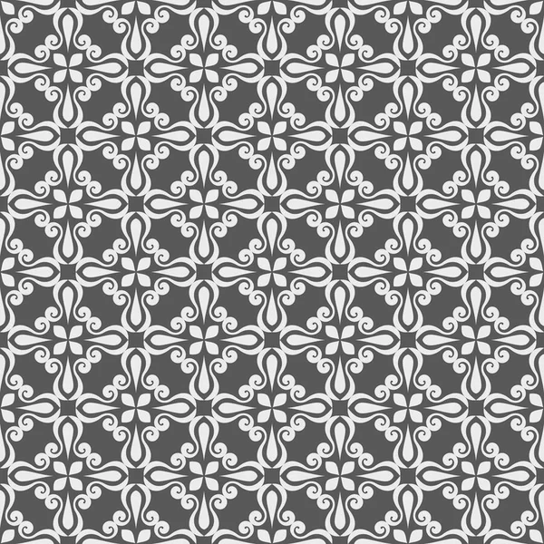 Sömlös vita och grå blommig vector bakgrund. — Stock vektor