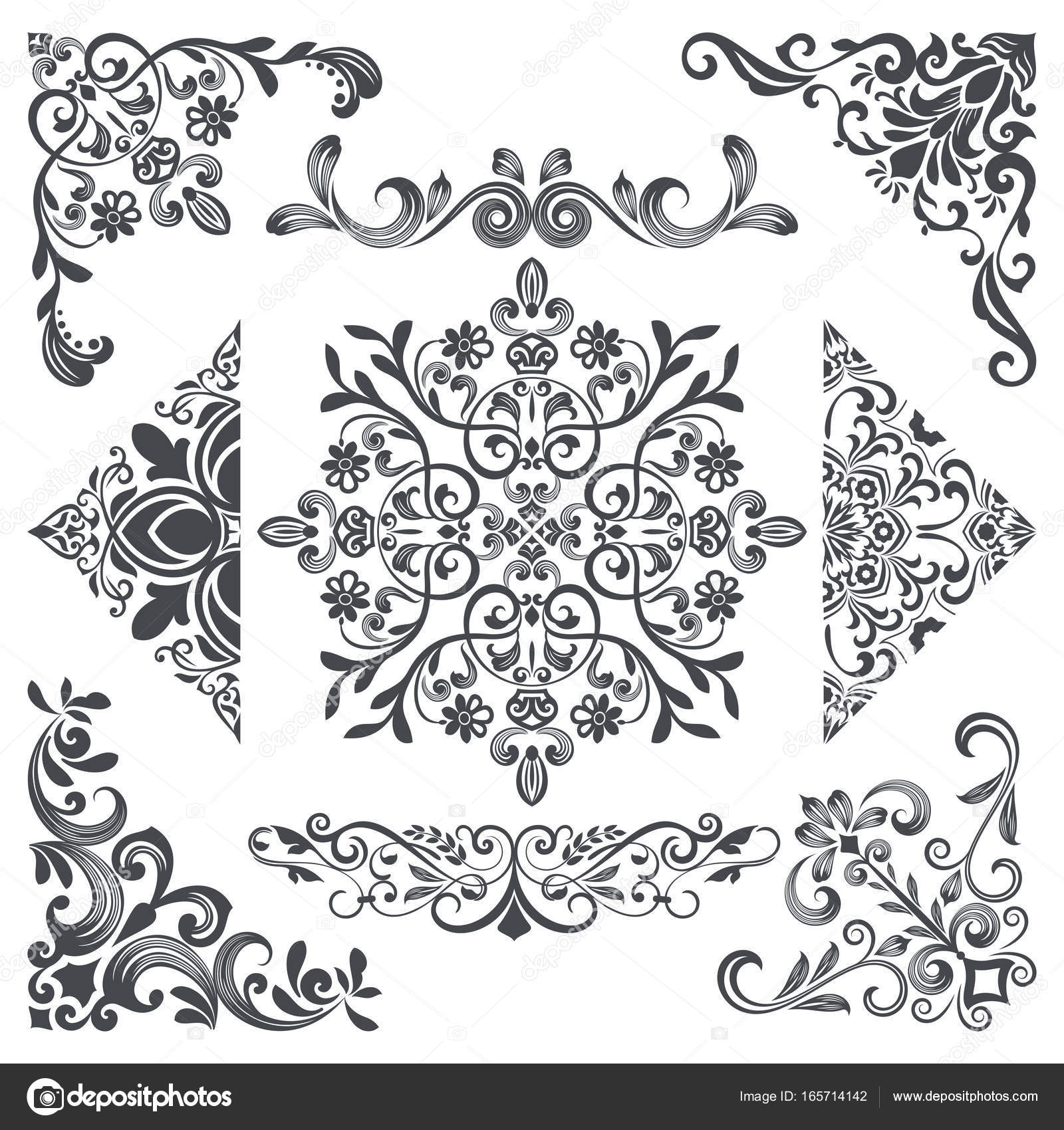 Vintage Decorative Floral Corner Design Elements Vector Image By C Lenapix Vector Stock 165714142