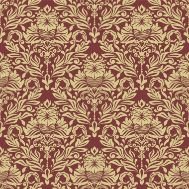 Sorunsuz kırmızı ve sarı antika arka plan.