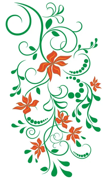 빨간색과 녹색 꽃 디자인 옴 흰색 배경 — 스톡 벡터