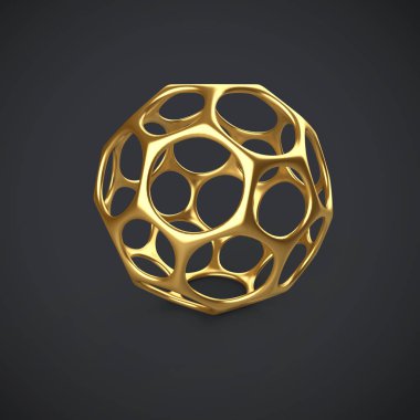 3D altın tel kafes topu