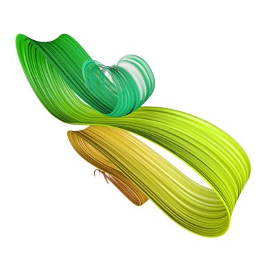 Sarı ve yeşil 3d bükülmüş fırça boya darbesi