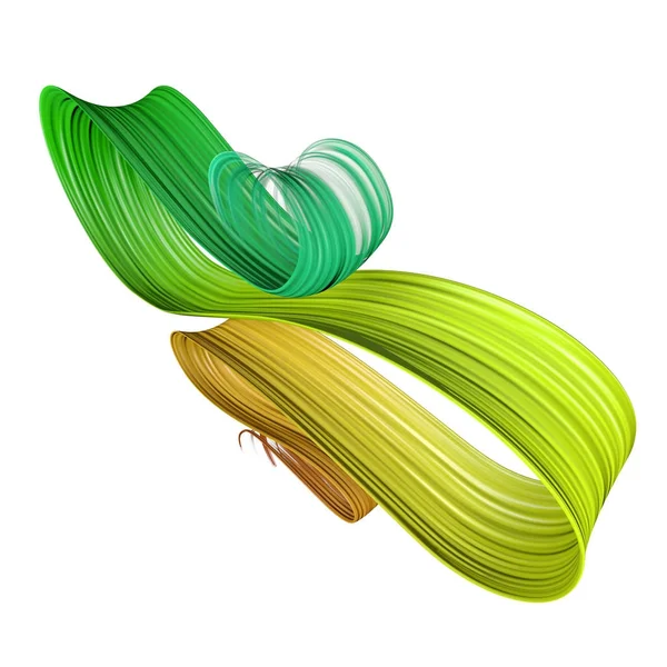 Yellow and green 3D bent brush paint stroke — Stock Photo, Image