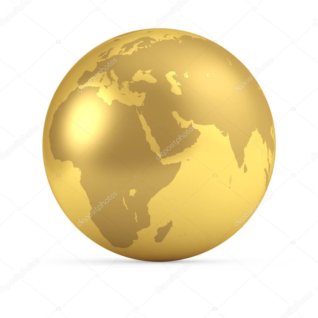 Gold globe side view