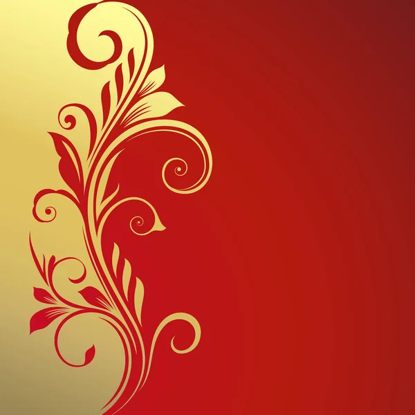 Golden and red floral card vector template. — Stock Vector