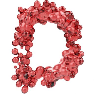 Kabarcıklı kırmızı camdan D harfi