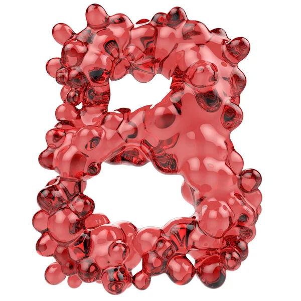 Буква B из пузырькового красного стекла — стоковое фото