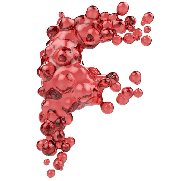 Letter F made of bubbly red glass — Stock Photo, Image