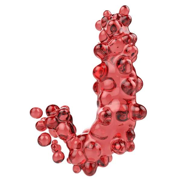 由气泡红玻璃制成的字母 J — 图库照片