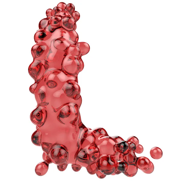 由气泡红玻璃制成的字母 L — 图库照片