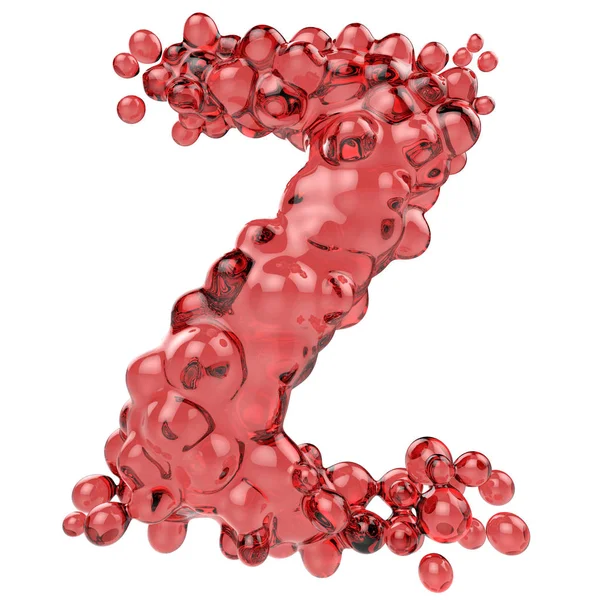 Bokstaven Z av bubblande rött glas — Stockfoto