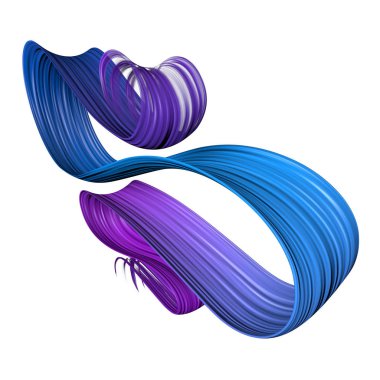 Mavi ve kırmızı 3d bükülmüş fırça boya darbesi