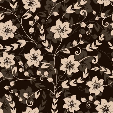 Sorunsuz siyah ve bej çiçek arka plan.