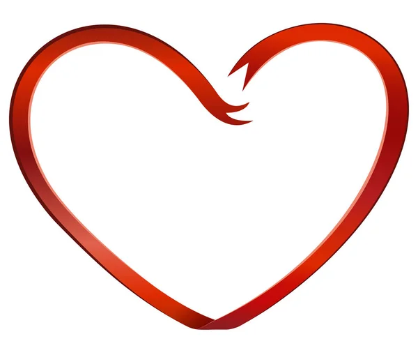 Czerwone serce w kształcie wstążki — Wektor stockowy