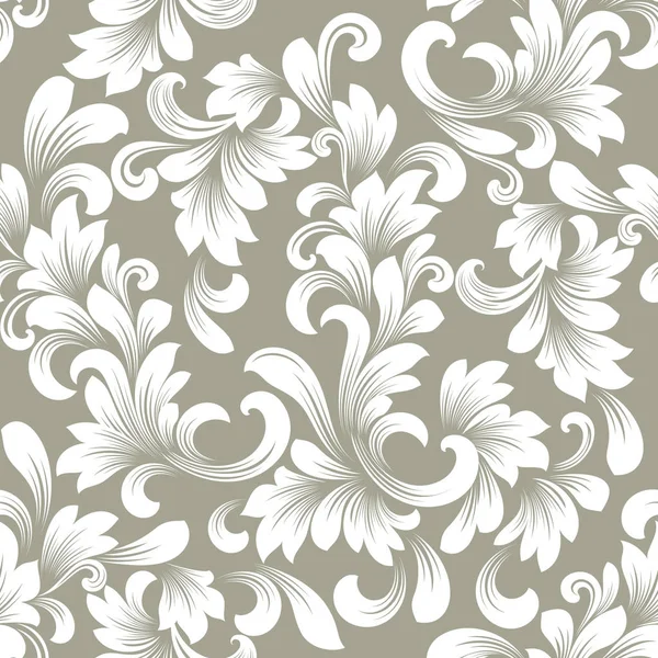 Naadloze beige en witte bloemen behang — Stockvector