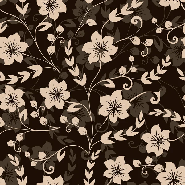 Безшовний чорно-бежевий квітковий фон . — стоковий вектор