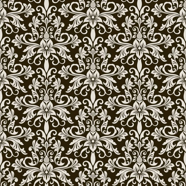Темно-коричневый и бежевый винтажные обои узор — стоковый вектор