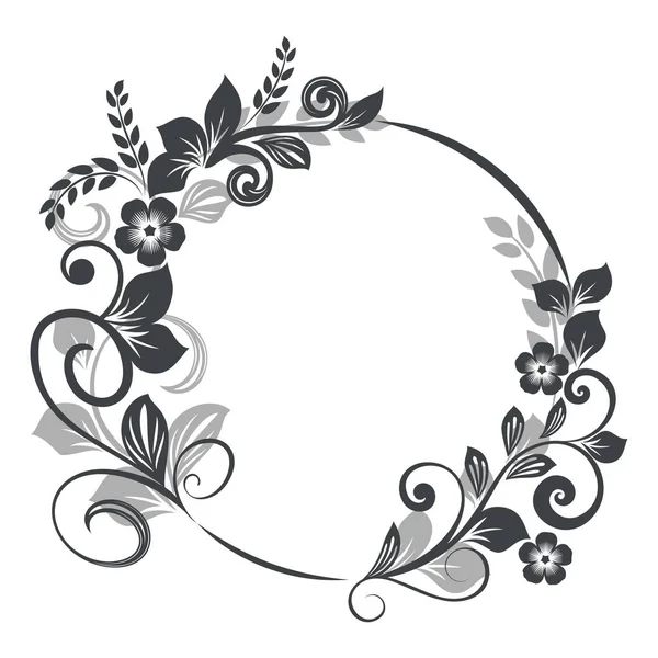 ビンテージの丸い花のフレーム — ストックベクタ