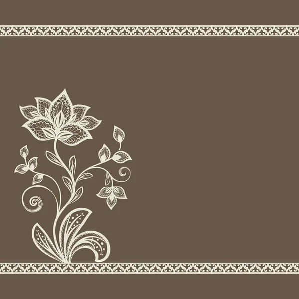 Brown ornamental flower card — Stock Vector