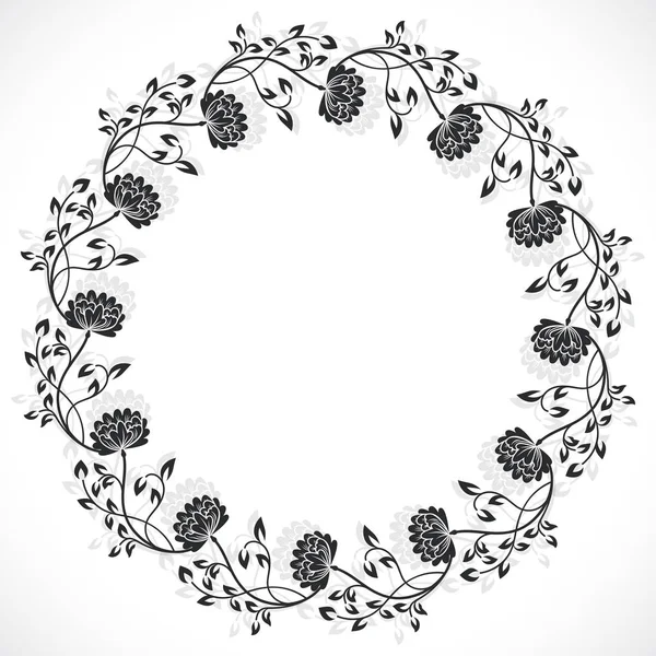 Cadre floral rond — Image vectorielle