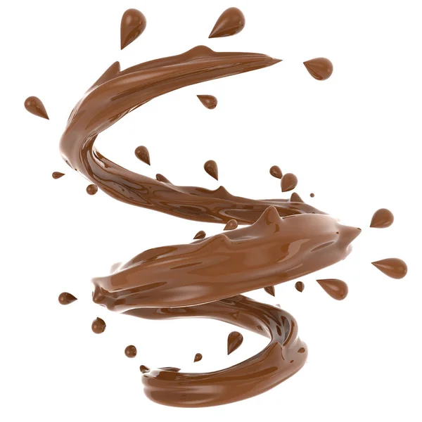 Čokoládové zkroucené splash — Stock fotografie