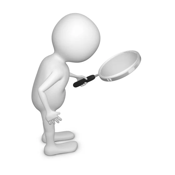 White man with magnifying glass — Stock Photo, Image