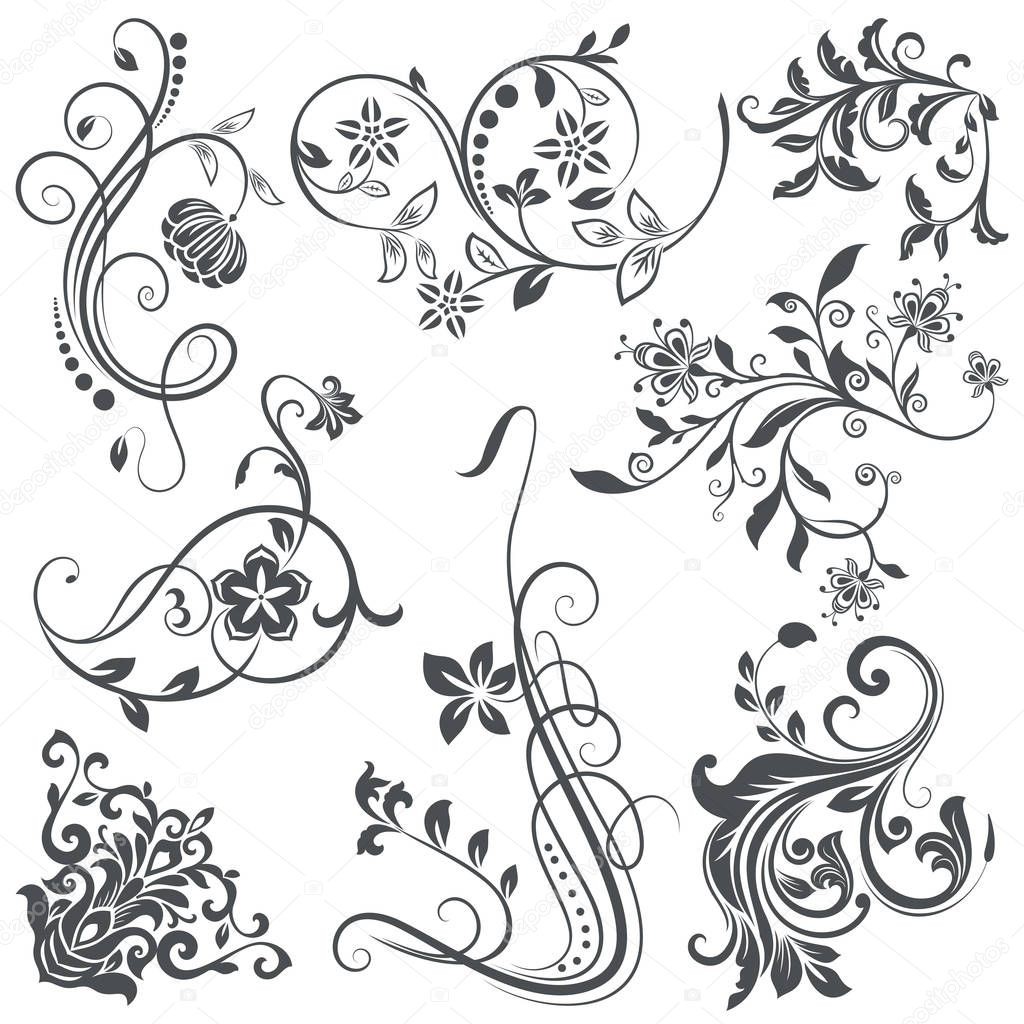 Vintage flower design elements