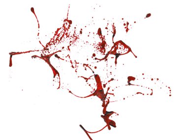 Kırmızı kan lekesi beyaz arkaplanda izole edilmiş.