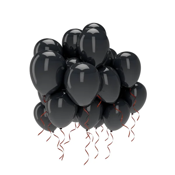 Blak Luftballons Bündel auf weißem Hintergrund — Stockfoto